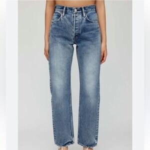 Moussy Vintage Trenton High Rise Wide‎ Straight Leg Jeans Light Wash Size 24